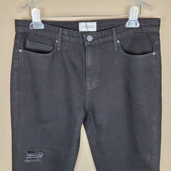 Parker Smith Black Straight Leg Crop Jeans Gingham Patch Black Size 29 - Picture 3 of 12